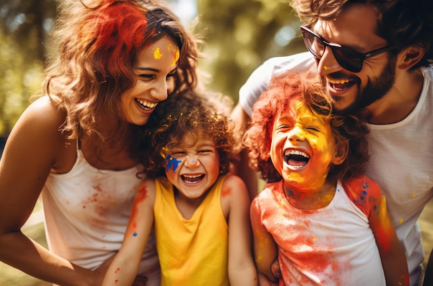 Foto uma família alegre com filhos