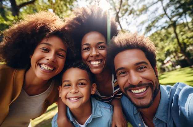 Uma família alegre com filhos