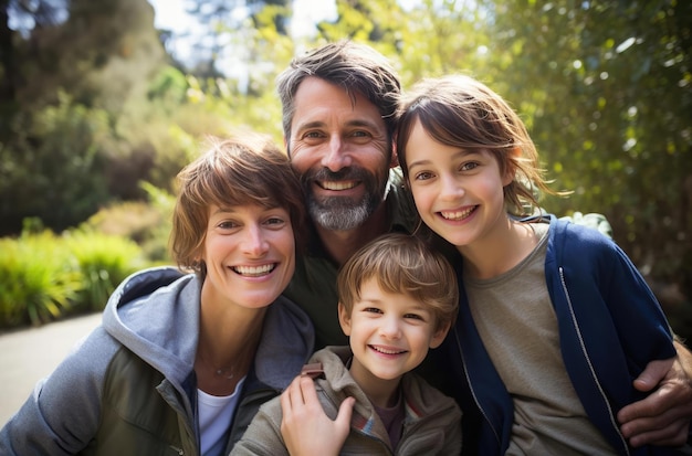 Uma família alegre com filhos