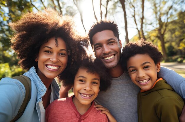 Uma família alegre com filhos