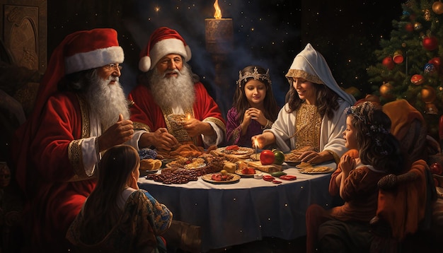 Foto uma família comemorando el da de los reyes magos