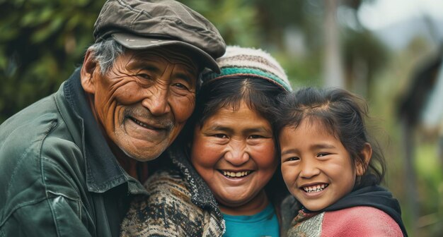 uma família de imigrantes sorridente