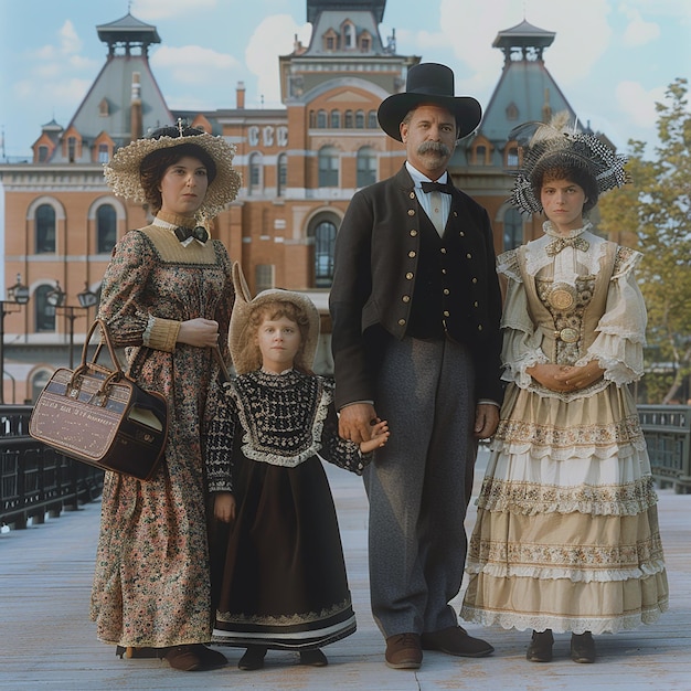 Foto uma família de quatro pessoas está posando para uma foto