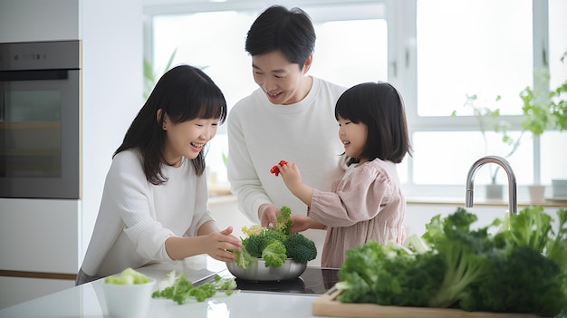 Uma família de três pessoas a desfrutar de momentos preciosos juntos.