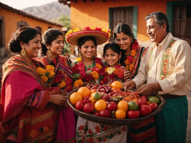 Uma família desfrutando de frutas deliciosas e frescas