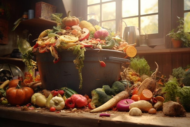 Foto uma família ecoconsciente reduzindo os resíduos com compostin 00397 03