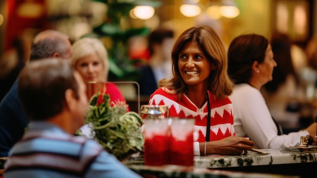 Uma família indiana em um restaurante