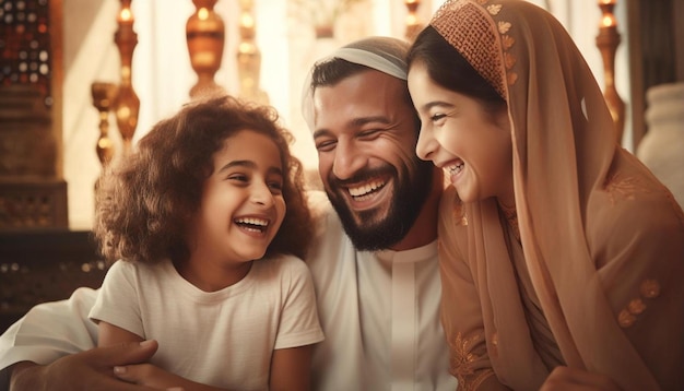 uma família sorrindo com seus filhos