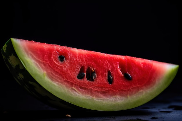 Uma fatia de melancia em um fundo preto