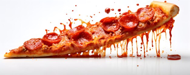 Foto uma fatia de pizza pepperoni com uma fatia faltante