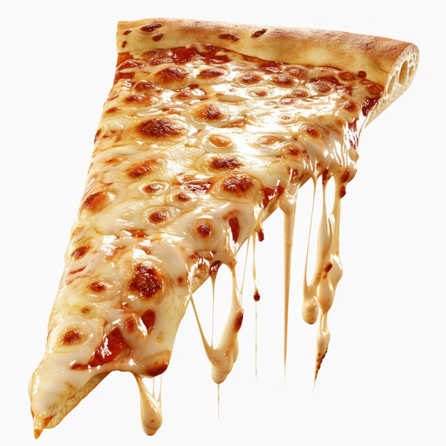 Uma fatia triangular altamente realista e suculenta de pizza de pepperoni com queijo