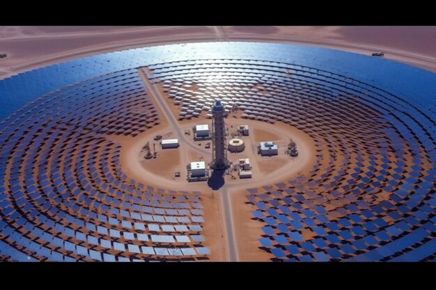 Foto uma fazenda solar no deserto.