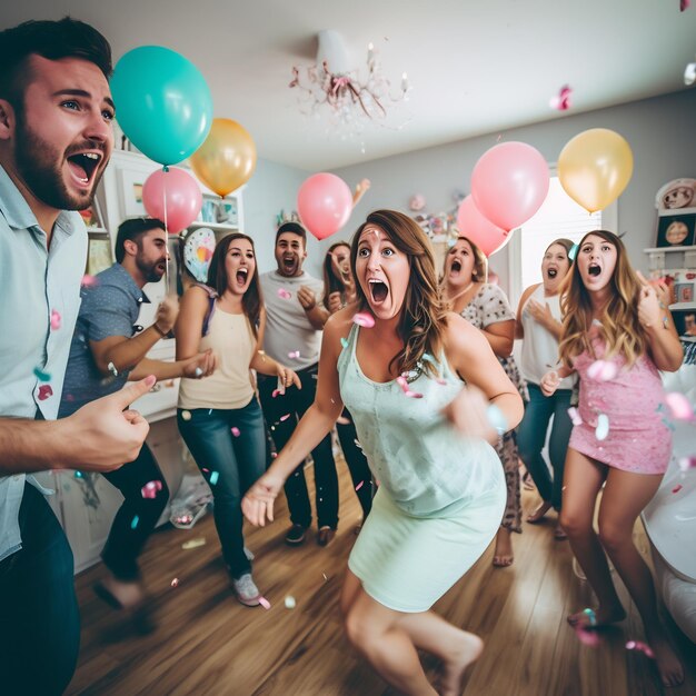 Uma festa de revelação de género correu mal. Todos estão a gritar e a fugir horrorizados.