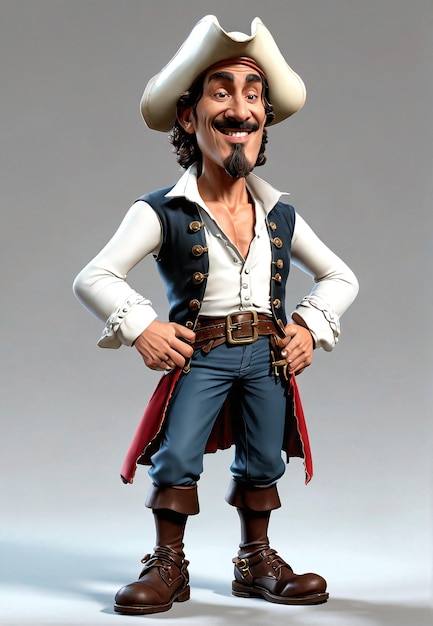 uma figura de brinquedo de um pirata com um chapéu e uma barba