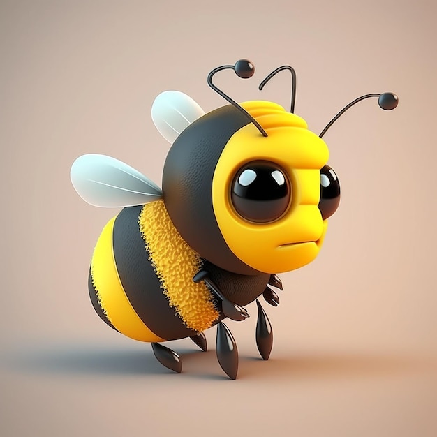 Uma figura de desenho animado de uma abelha com cabeça e olhos amarelos e pretos.
