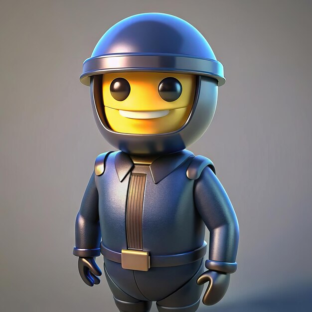 Foto uma figura de lego com um rosto amarelo e um capacete que diz 