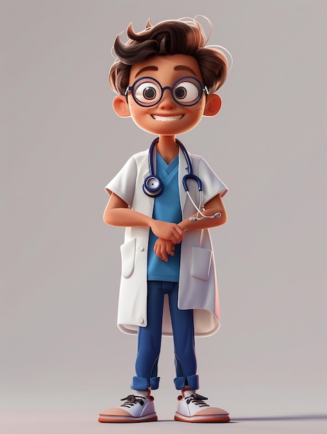 uma figura de Lego de um médico com óculos e um estetoscópio