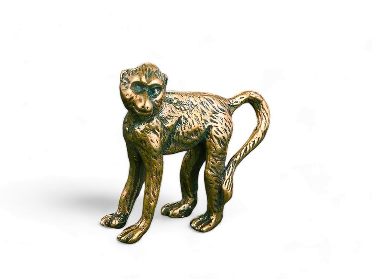 Foto uma figura de macaco de ouro com fundo branco