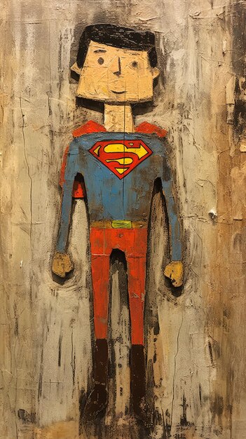 Foto uma figura de super-homem é pintada como um super-home