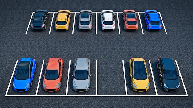 Uma fileira de carros em um estacionamento com um que diz "eu não sou motorista".