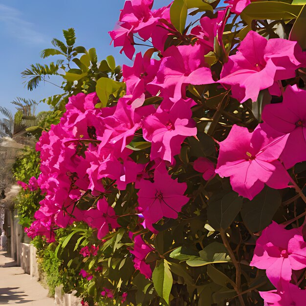 uma fileira de flores cor-de-rosa com a palavra im na parte inferior direita