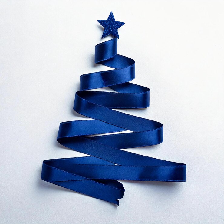 Foto uma fita azul que diz " xmas " está amarrada a uma fita azul