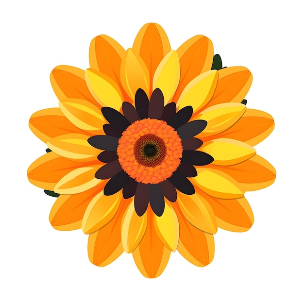 Uma flor amarela com um centro preto e um centro preto.