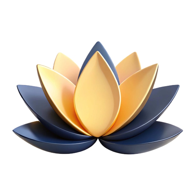 uma flor amarela e azul está em um fundo azul e branco
