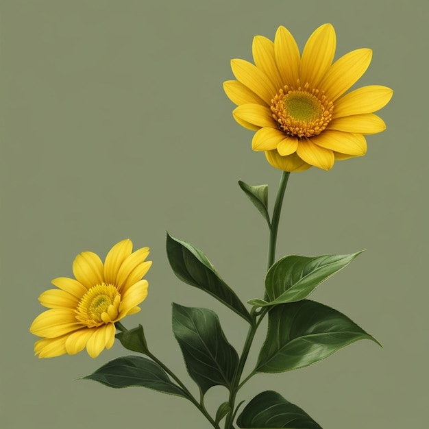 Uma flor amarela sobre um fundo verde