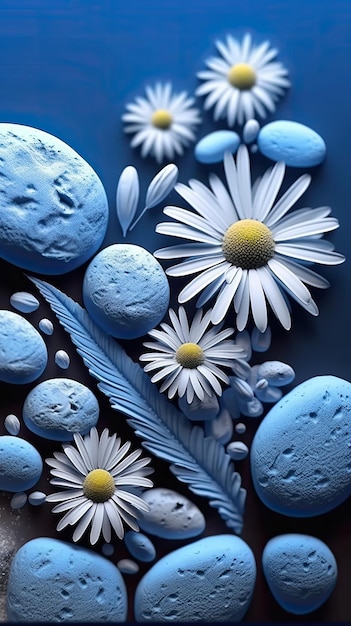 Uma flor azul e um fundo de pedra