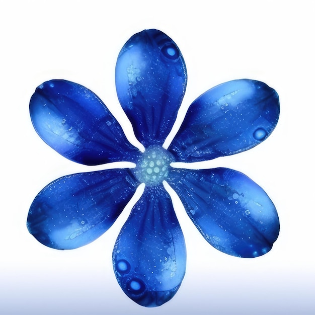 Foto uma flor azul feita de gotas de água