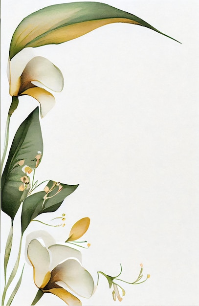 Uma flor branca com folhas de laranja está sobre um fundo branco.