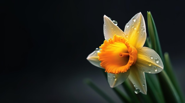 Uma flor com a chuva nela