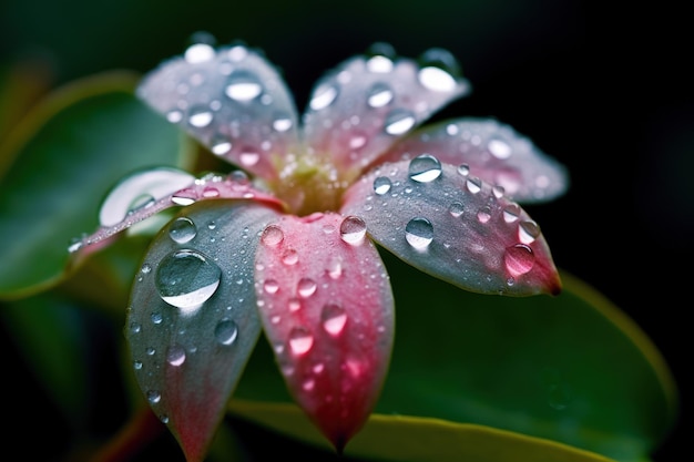 Uma flor com água cai sobre ela