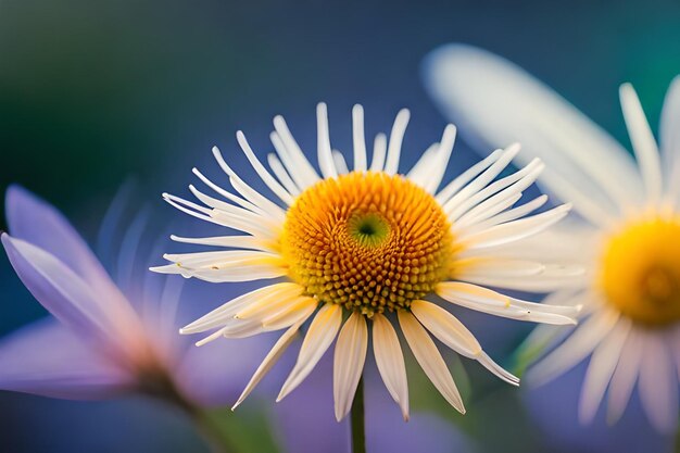 uma flor com centro verde e centro amarelo.