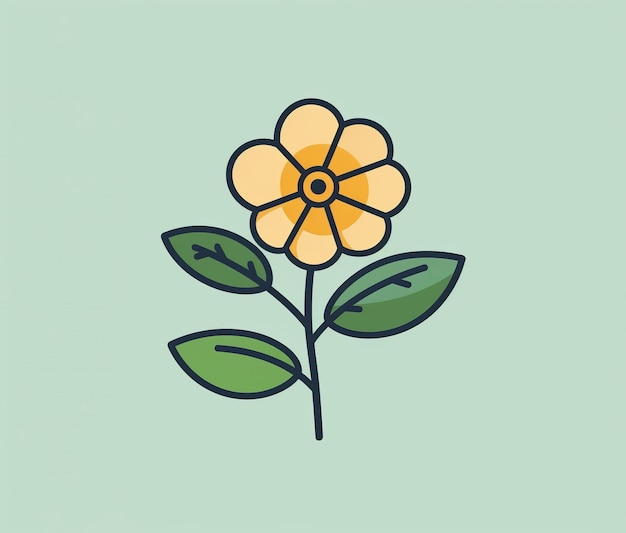 Uma flor com fundo verde e uma flor amarela.