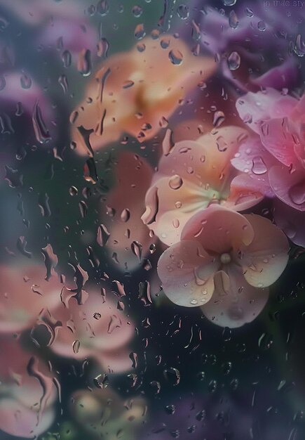 Uma flor com gotas de chuva nela