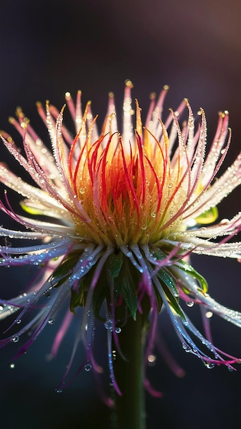 uma flor com muitas cores de vermelho amarelo e verde ai gerado