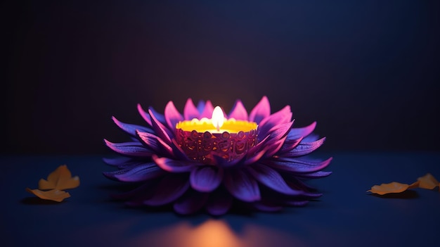 Uma flor com uma vela