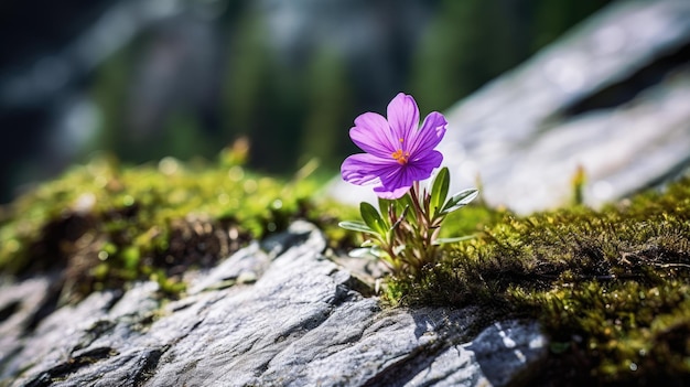 Foto uma flor crescendo em uma rocha