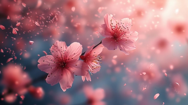 Uma flor de cereja espalhada no vento AI gerar ilustração