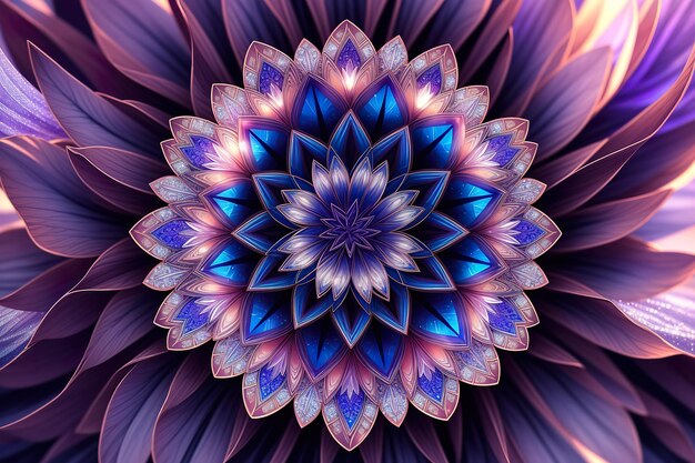 uma flor de cristal hipnotizante com padrões intrincados