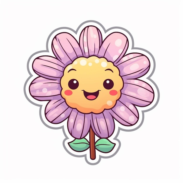 Uma flor de desenho animado com uma cara feliz generativa ai