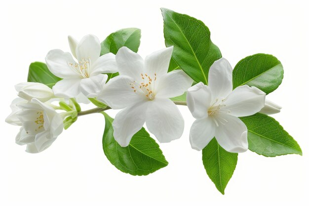 Uma flor de jasmim fresca isolada em branco