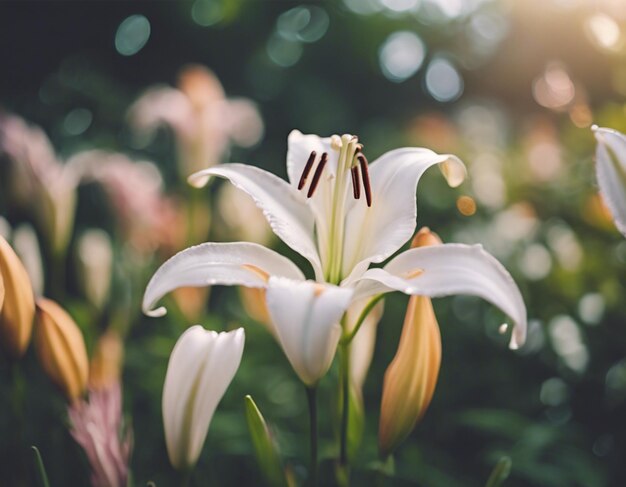 Foto uma flor de lírio branca