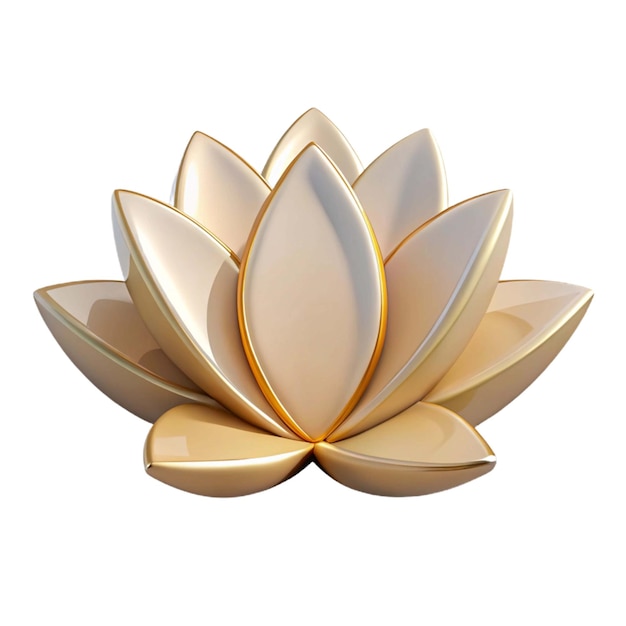 uma flor de lótus dourada é exibida em um fundo branco