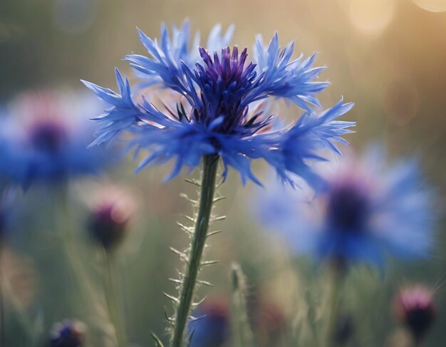 Uma flor de milho azul