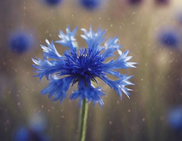 Uma flor de milho azul