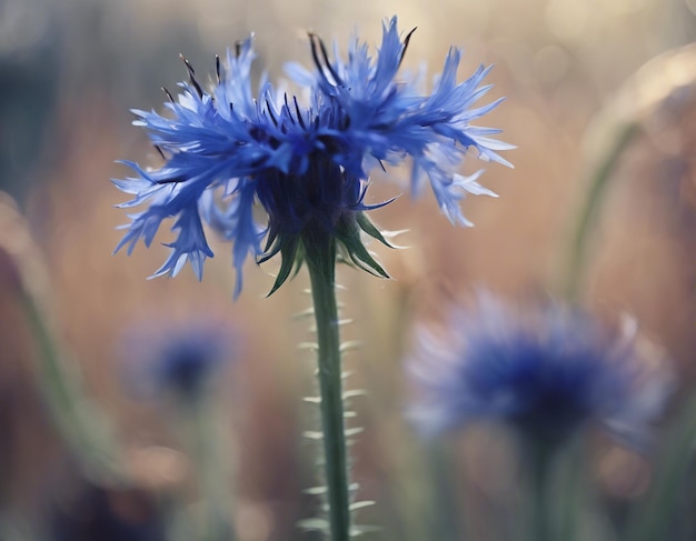 Uma flor de milho azul
