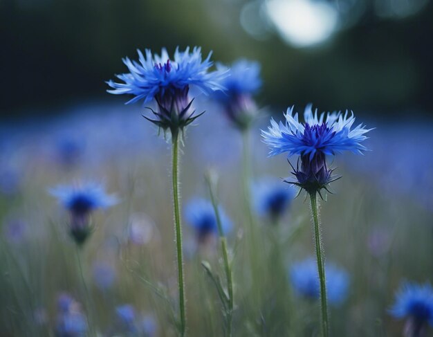 Uma flor de milho azul